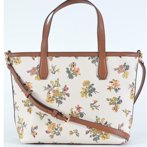 Tory Burch KERRINGTON Rose Floral Small Tote Bag Purse W/Strap - Multi - Picture 6 of 6